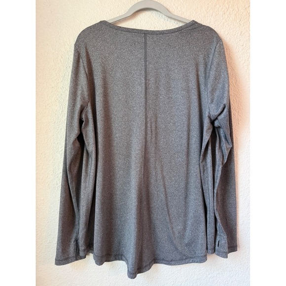 LIVI Activewear Gray Long Sleeve Thumbhole V Neck Athletic Top Size 14 16 - Picture 4 of 4